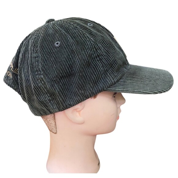 Vintage Polo Country Ralph Lauren Army Green Corduroy Hat Leather Strapback OSFM - Picture 2 of 6